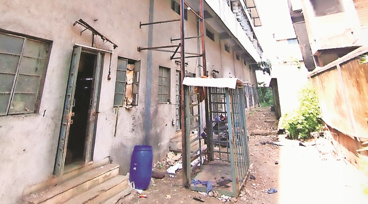 The elevator that crashed from the third floor of the textile factory in Surat on Wednesday. (Express photo by Hanif Malek)