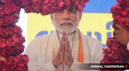 Prime Minister Narendra Modi at an event in Ahmedabad on October 10. (Express Photo/File)