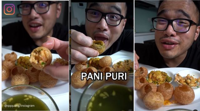 Vietnamese food blogger tries pani puri, pani puri, gol gappe, puchke, patashe, Indian food, street food, foreigner tries Indian food, blogger, Instagram, viral, trending