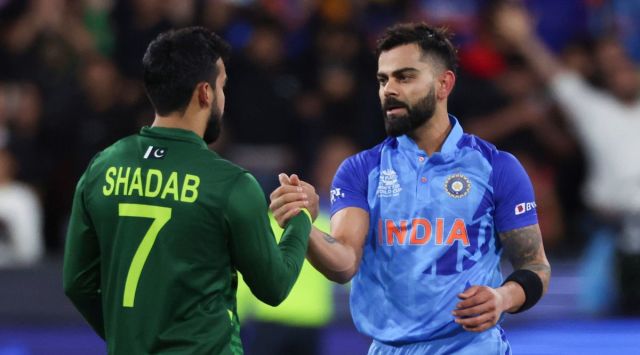 India's Virat Kohli shakes hands with Pakistan's Shadab Khan following the T20 World Cup cricket match between India and Pakistan in Melbourne, Australia. (AP | PTI)