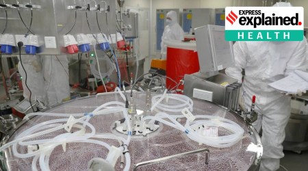 An employee works on the production of the recombinant novel coronavirus vaccine (adenovirus Type 5 vector or Convidecia) for the Chinese vaccine developer CanSino Biologics Inc. (CanSinoBio) at Thousand Oaks Biopharmaceutical in Haimen in eastern China's Jiangsu province on Monday, Sept. 6, 2021. (Chinatopix Via AP/File)