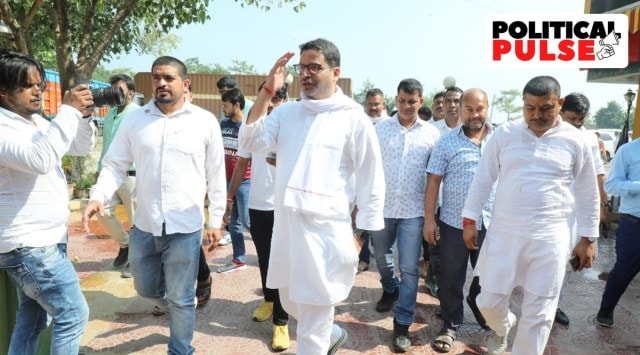 Prashant Kishor on his way to Mahatma Gandhi's Bhitiharwa Ashram in Bihar's West Champaran district on Sunday. (Image: Jan Suraaj)