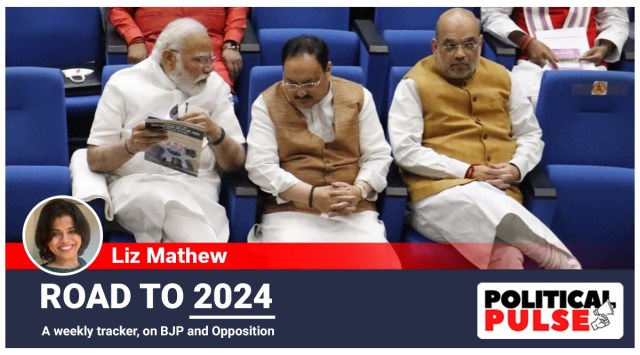 Prime Minister Narendra Modi, BJP chief J P Nadda, and Union Home Minister Amit Shah.