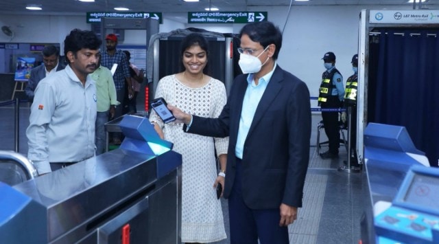 The Hyderabad Metro Rail has launched an end-to-end digital payment-enabled Metro ticket booking through the WhatsApp e-ticketing facility. (Express Photo)