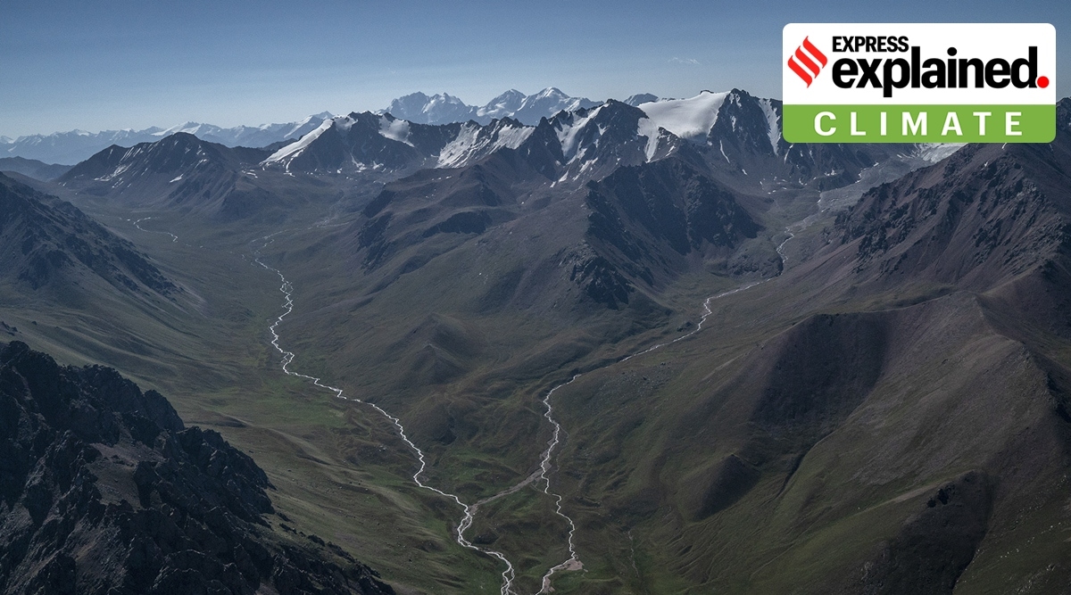 Steams flow down the Tien Shan range, where the Tuyuksu glacier is melting rapidly, in Kazakhstan in 2018. This is happening around the world. (The NYT)