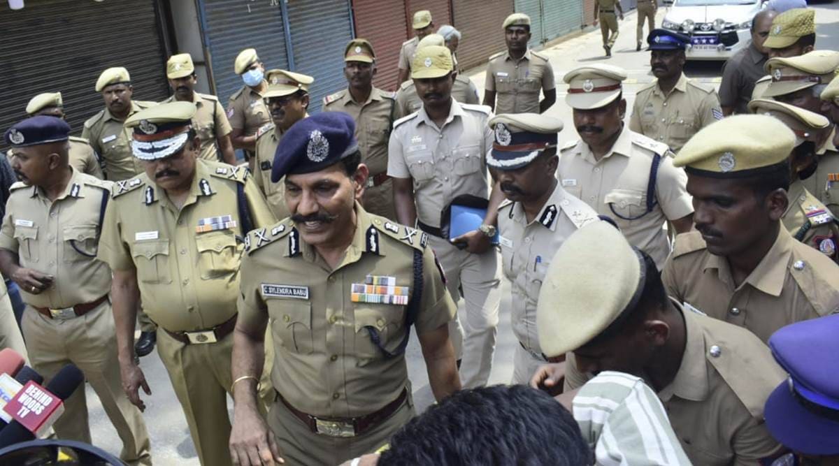 Tamil Nadu DGP C Sylendra Babu speaks with the media after the explosion near Ukkadam. (PTI)