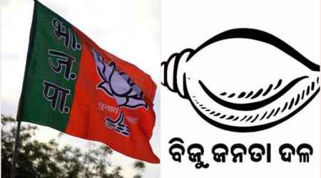 The saffron party claimed it has submitted videos and photos of government officers campaigning for the BJD at two places in the Dhamnagar Assembly constituency, including a woman government official. In Pic: BJP flag (left) and BJD party symbol. (File/Twitter:@bjd_odisha)