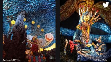 Durga Puja, Duja Puja 2022, best puja pandals in Kolkata, Van Gogh-themed pandal Durga Puja, van Gogh inspired Durga puja pandals Kolkata, Indian express