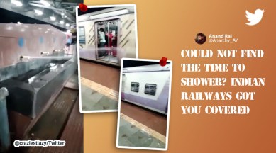 Indian railways, indian railways leaking water tap drenches passengers, Indian railways poor infrastructure, indian railways viral video, indian express