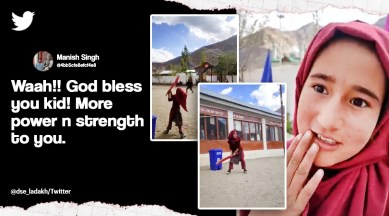 Ladakh girl plays cricket like a pro, Class 6 girl from Ladakh aces cricket, Cricket fans India, Ladakh Directorate of School Education, viral cricket videos, indian express