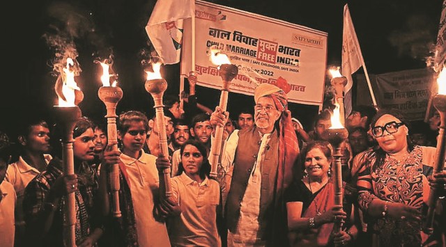 Nobel Peace laureate Kailash Satyarthi launches the campaign in Navrangpura village in Jaipur, Sunday. (Twitter: @k_satyarthi)