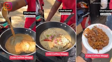 cold coffee maggi, maggi, weird food, bizarre food, maggi and cold coffee, indian express