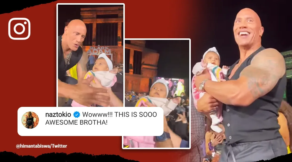 Something special': Emotional fan hands his baby to The Rock at ...