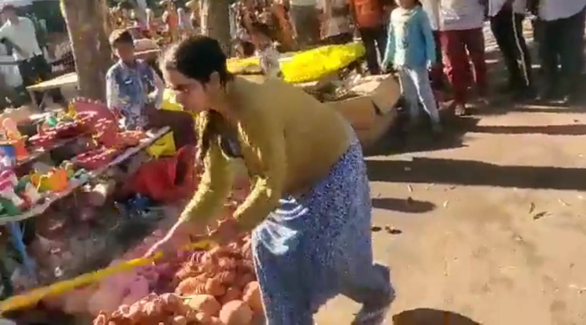 lucknow-woman-doctor-caught-on-video-destroying-diwali-stall-outside-her-residence-booked