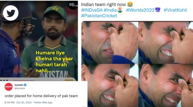 Home delivery of Pak team, India-Pakistan, Pakistan cricket, memes, T20 World Cup, Australia, South Africa, India v South Africa, world cup, zomato, viral, trending, Indian Express