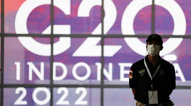 An officer stands guard ahead of the G20 summit in Nusa Dua, Bali, Indonesia. (Reuters Photo)