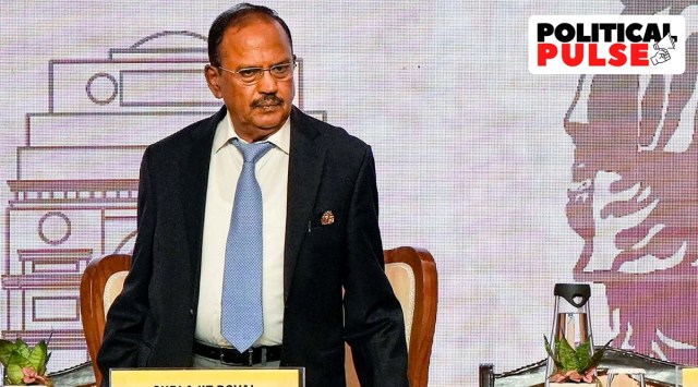 NSA Ajit Doval during the third 'No Money for Terror' Ministerial Conference on Counter-Terrorism Financing, in New Delhi, November 19, 2022. (PTI)