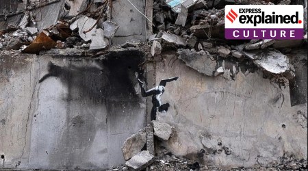 Banksy is said to have created a mural on a destroyed building in Ukraine (Source: Banksy/Instagram)