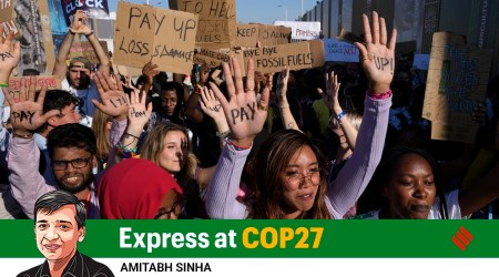 Activists participate in a demonstration at the COP27 UN Climate Summit, Nov. 18, 2022, in Sharm el-Sheikh, Egypt. (AP Photo)