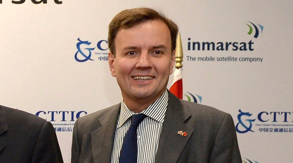 File - Greg Hands, the then Chief Secretary to the Treasury, pose for a photograph during a visit to Inmarsat in London, Thursday, Oct. 22, 2015. China lashed out Monday, Nov. 7, 2022, at a visit by Britain’s Trade Policy Minister Greg Hands to Taiwan, the latest in string of foreign officials to defy Beijing’s warnings over contact the self-governing island republic. (Anthony Devlin/Pool Photo via AP, File)