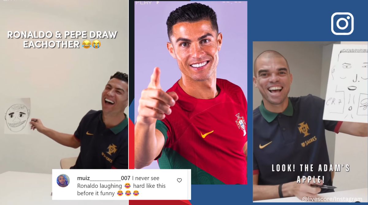 Cristiano Ronaldo puxa o companheiro de seleção portuguesa Pepe e é hilário.  Os internautas reagem ao riso