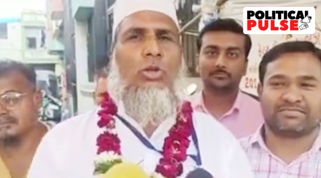 Hameed Madhavsang Rana campaigning in Limbayat. (Express Photo)