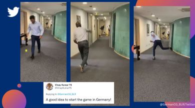 German consul shares video of Indian colleagues teaching German consulates how to play cricket, India-Germany, Twitter, Bangalore, Bengaluru, sport, viral, trending, Indian Express