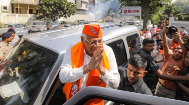 Gujarat Chief Minister Bhupendra Patel arrives at Ghatlodiya constituency after his name was announced to contest for the upcoming Gujarat Assembly election in Ahmedabad, Thursday, Nov. 10, 2022. (PTI/FILE Photo)