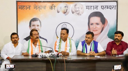 Gujarat Congress President Jagdish Thakor and Gujarat NCP President Jayant Patel Boskey address a press conference ahead of the Gujarat Assembly elections, at Congress office in Ahmedabad, Friday, Nov. 11, 2022. (PTI/FILE Photo)