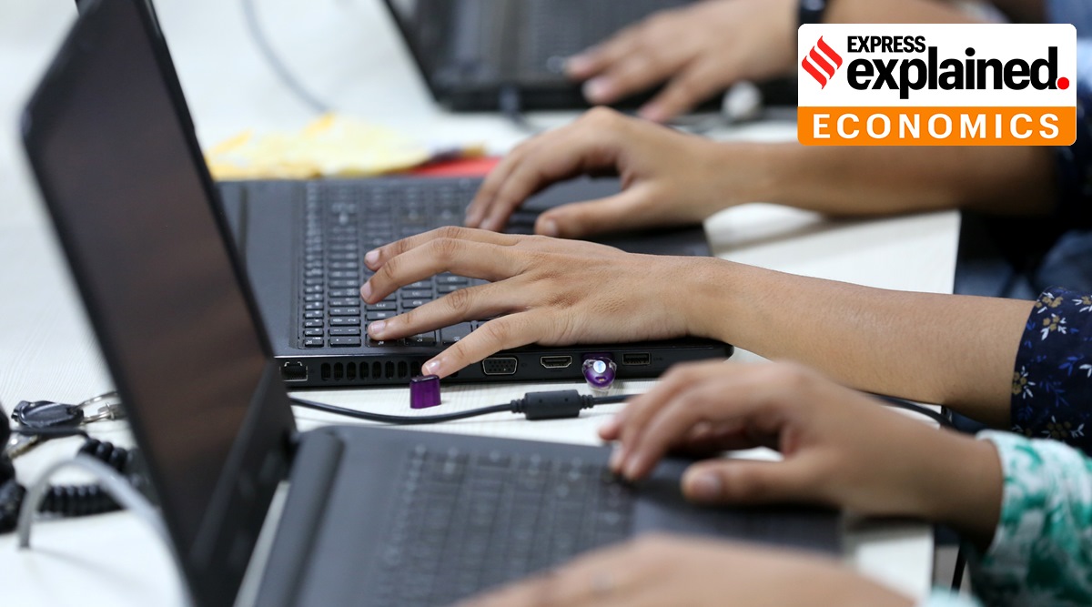 Employees of a chartered account firm file online Income Tax forms in Lucknow. (Express Photo: Vishal Srivastav, File)