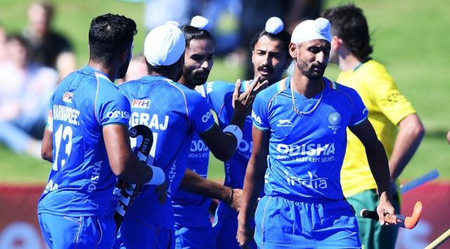 Indian players celebrate a goal against Australia (Image Courtesy: Hockey India) 
