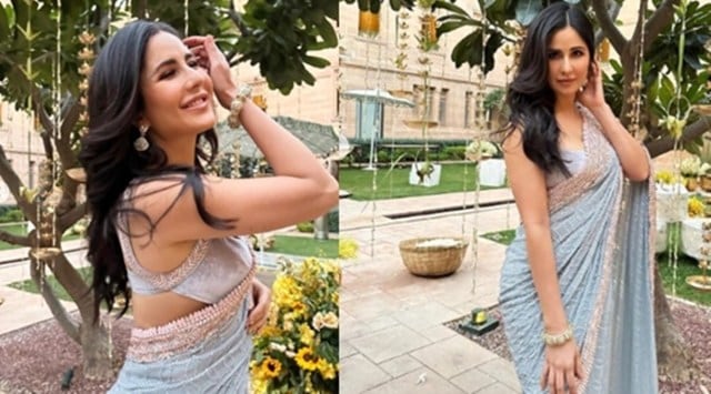 Katrina Kaif, Katrina Kaif news, Katrina Kaif fashion, Katrina Kaif in a sari, Katrina Kaif sari look, Katrina Kaif wedding season fashion, fashion inspiration, indian express news