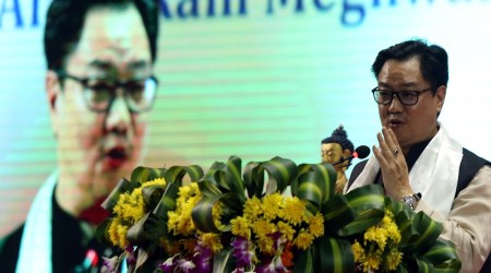 Responding to a question about the Opposition's charge that the EC is acting on the directions of the government and the BJP, Rijiju said the poll panel is impartial and independent. (Express photo by Prem Nath Pandey/File)
