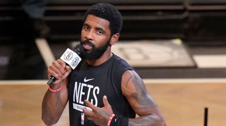 Brooklyn Nets' Kyrie Irving speaks before the team's NBA basketball game against the New Orleans Pelican. (AP)