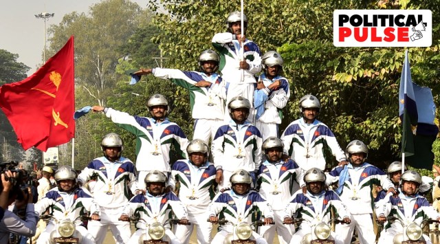 Security personnel during parade rehearsal for the 400th birth anniversary celebrations of Ahom General Lachit Borphukan, in Guwahati, Nov. 18, 2022. (PTI Photo)