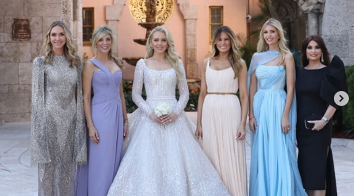 Melania Trump criticised for wearing off-white dress to stepdaughter Tiffany's wedding | Fashion News - The Indian Express Melania Trump criticised for wearing off-white dress to stepdaughter Tiffany's wedding | Fashion News - The Indian Express