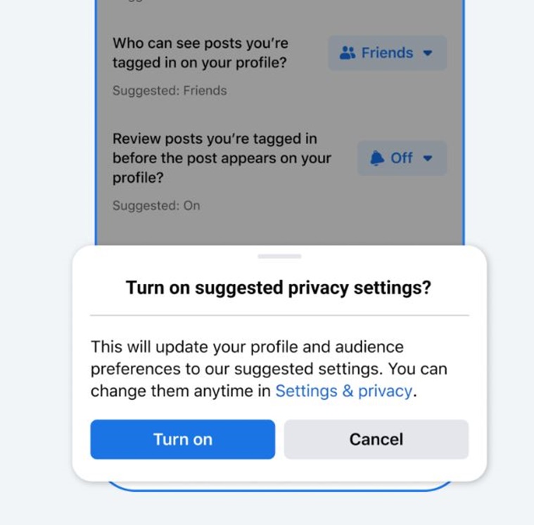 Meta privacy settings notification