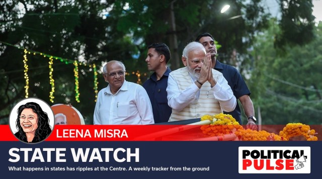 Prime Minister Narendra Modi on his arrival in Rajkot, Oct. 19, 2022. Gujarat CM  Bhupendra Patel is also seen. (PTI/ FILE Photo)
