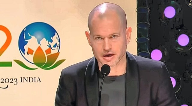 Israeli filmmaker and IFFI jury head Nadav Lapid speaks during the closing of the 53rd International Film Festival of India (IFFI), in Goa. (PTI)