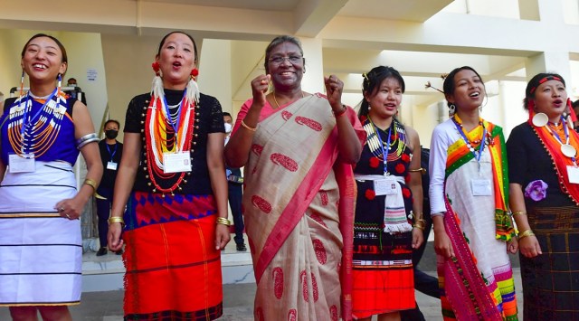 President Droupadi Murmu during a civic reception hosted in her honour by the Government of Nagaland, in Kohima, Wednesday, Nov. 2, 2022. (PTI Photo)
