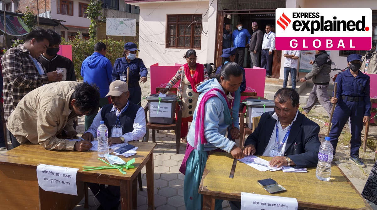 Ahead of Sunday’s polling, people participate in a mock election earlier this month as a part of a voter education programme in Lalitpur, Nepal. (AP Photo)
