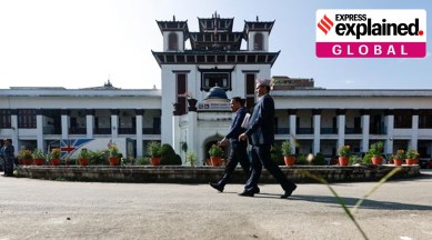 Officials walk at the premises of the Election Commission ahead of the general election scheduled for November, in Kathmandu, Nepal October 31, 2022.