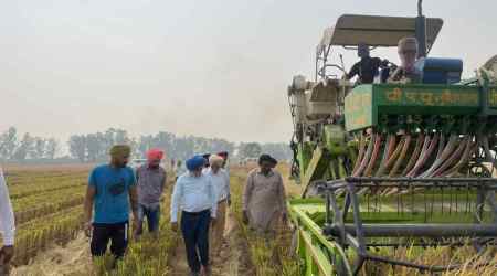 Paddy harvesting and wheat sowing is taking place in one hour under the supervision of PAU officials.