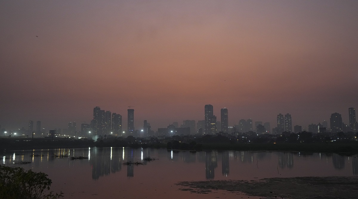 Mumbai skyline seen vaguely on a hazy evening. (PTI)