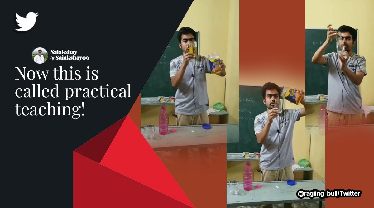physics teacher explaining refraction, physics teaching video, interesting teaching video, indian express