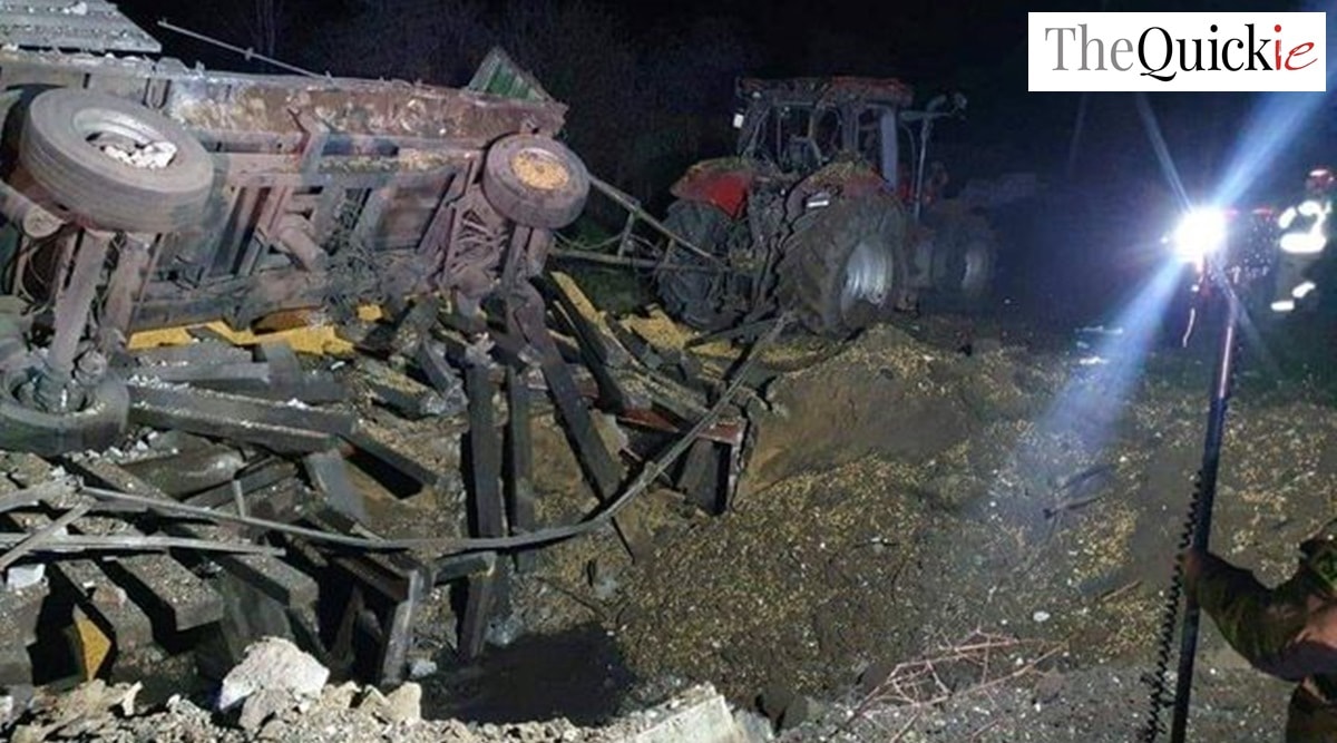Damages after an explosion in Przewodow, a village in eastern Poland near the border with Ukraine. (Photo via Reuters)