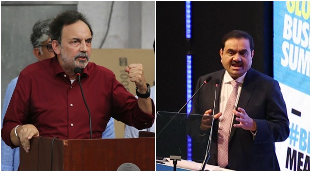This is a combination image of NDTV co-founder Pranab Roy (L) and Adani group chairman Gautam Adani (L) (Express/files) 