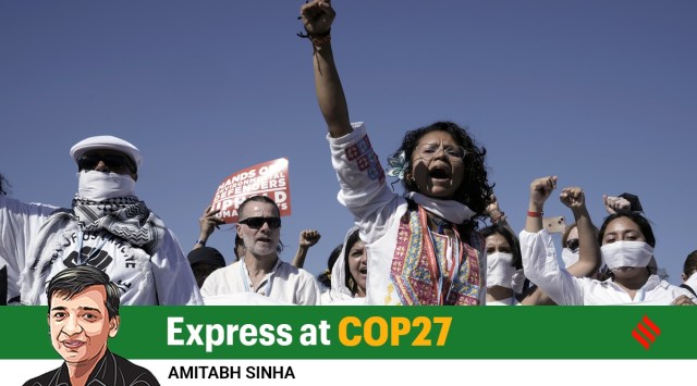 Protesters, wearing white in support of political prisoners as well as human rights defenders in Sharm el-Sheikh. (AP)