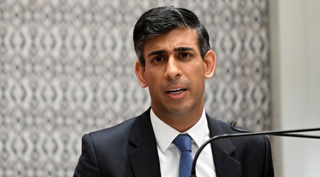 British Prime Minister Rishi Sunak holds a press conference after meeting with U.S. President Joe Biden and a phone call to Ukraine President Volodymyr Zelenskyy, Wednesday, Nov. 16, 2022, in Nusa Dua, Indonesia. (Leon Neal/Pool Photo via AP/FILE)