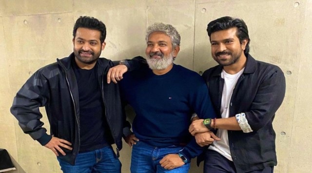 SS Rajamouli with Jr NTR and Ram Charan